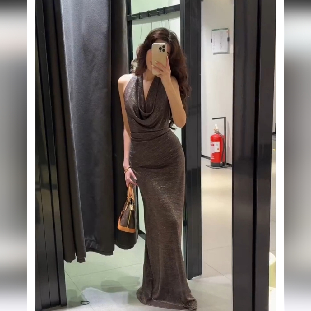 Zara Open Back Metalic Thread Dress - Picture 6 of 12
